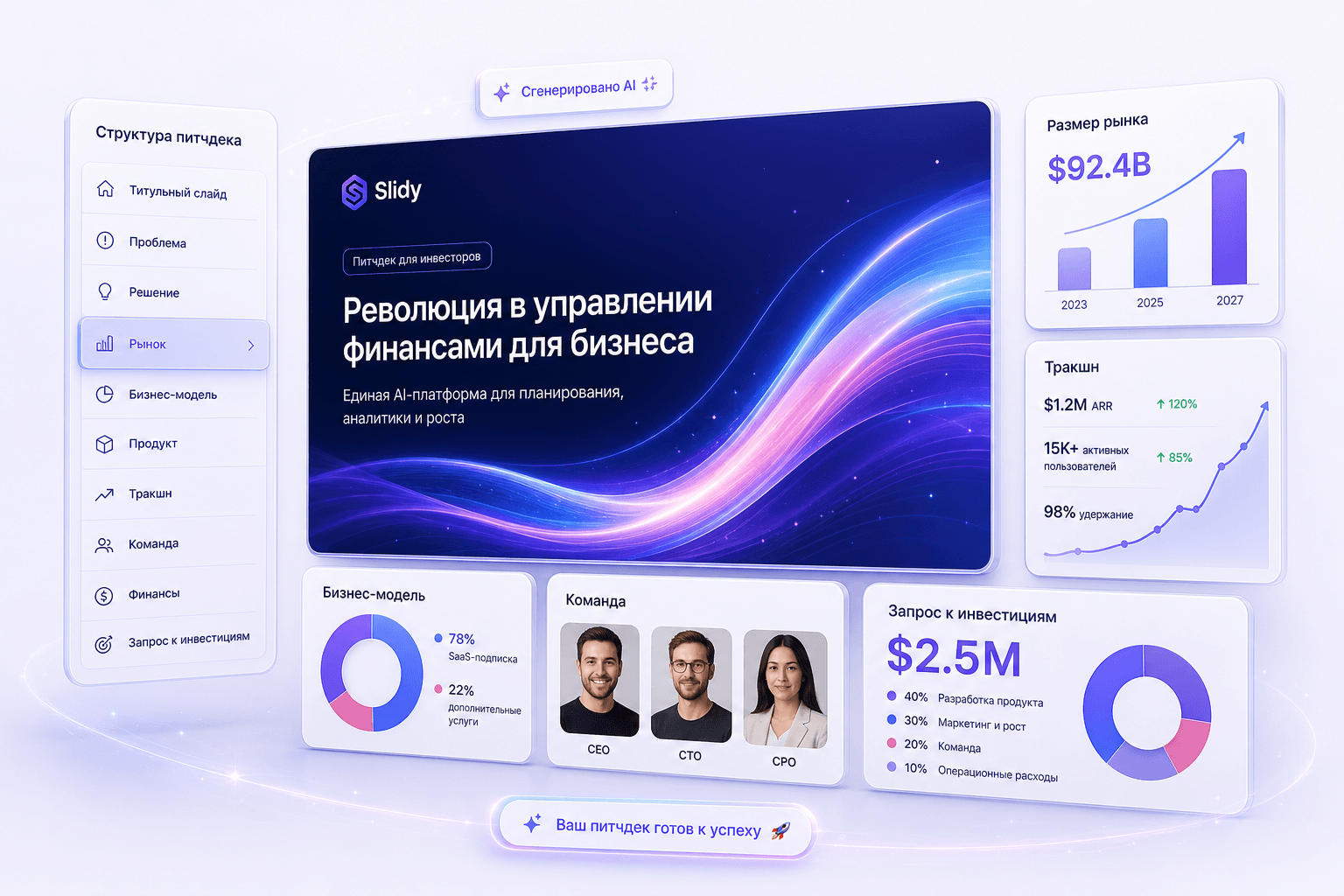 Продуктовый интерфейс Gamma: Питч-дек онлайн с помощью ИИ